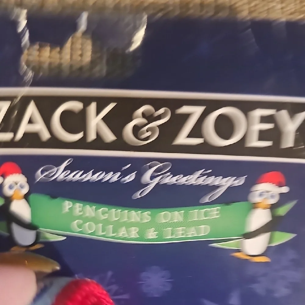 Zack & Zoey NWT Kids Penguin Print Leash & Collar - Blue and Red